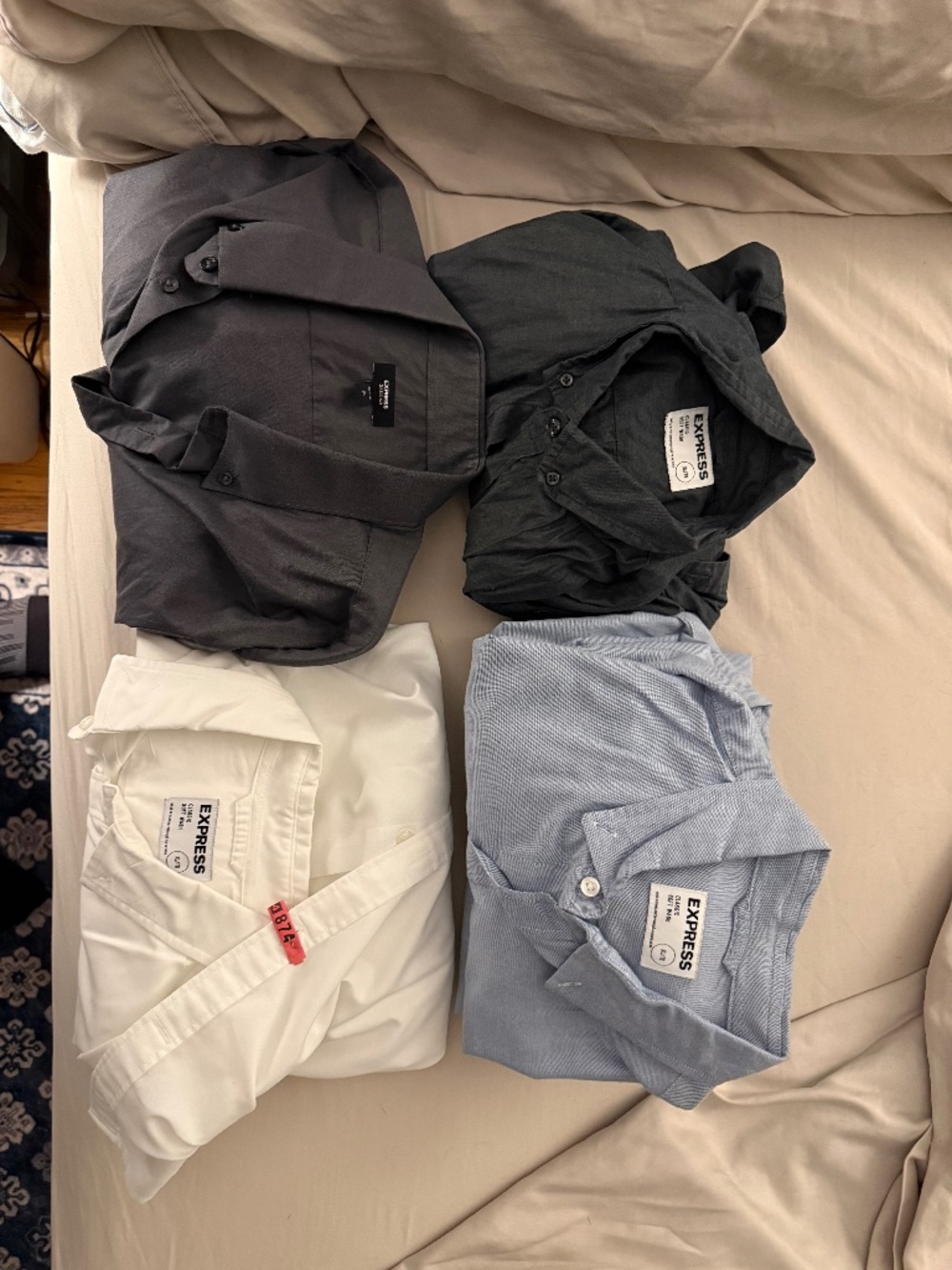 Express Men's Dress Shirts Bundle — 5x XL Classic Soft Wash, 3 with dry cleaner